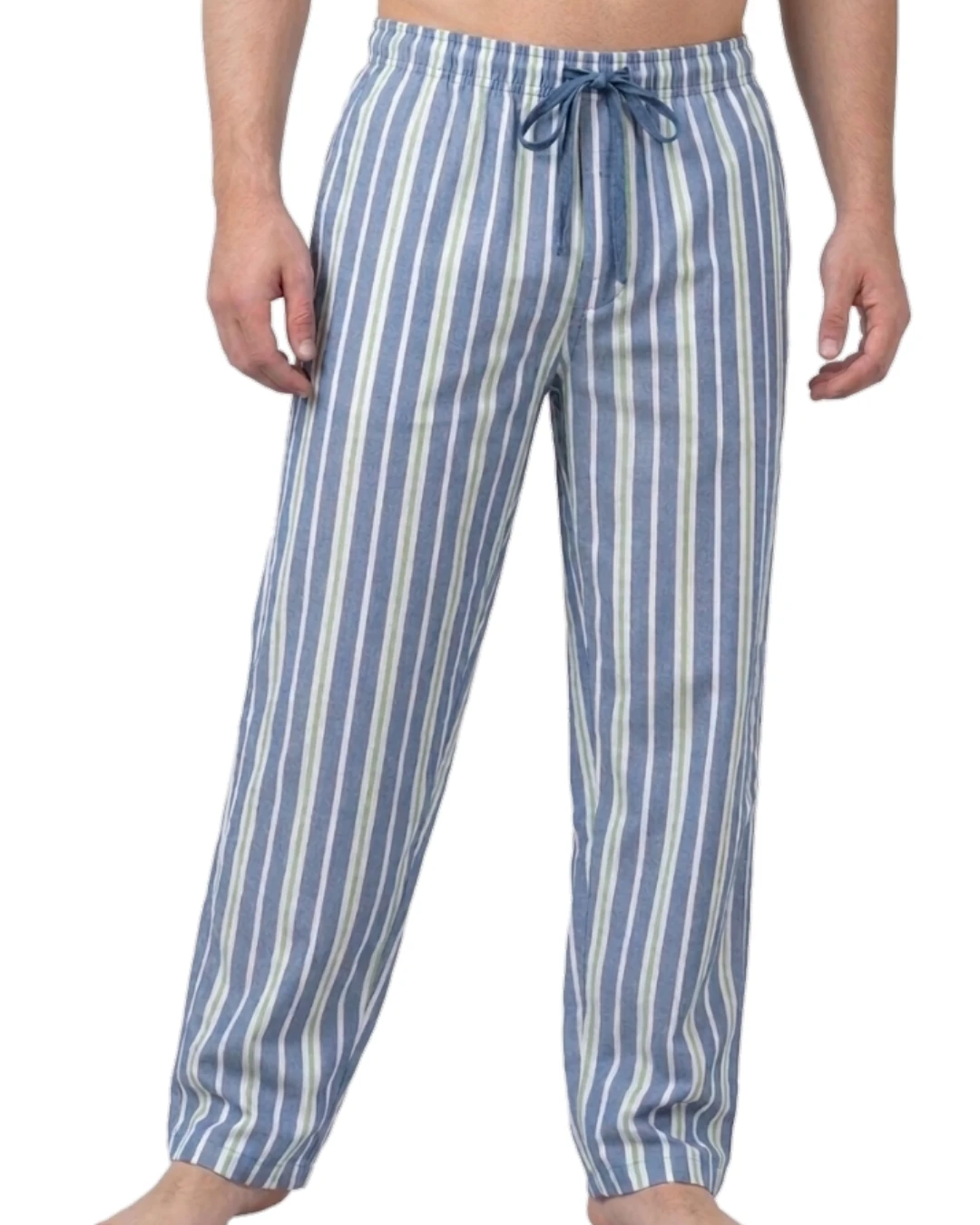 Men's Regular Fit Premium Lower Pyjama, Comfortable Day & Night Bottom Sleepwear, Multi colour Green Line100% Pure Combed Cotton, Soft & Breathable Eco-Friendly Oxford Fabric, Casual Style Regular Fit With Elasticated Waistband with Drawstring, Side & Bac