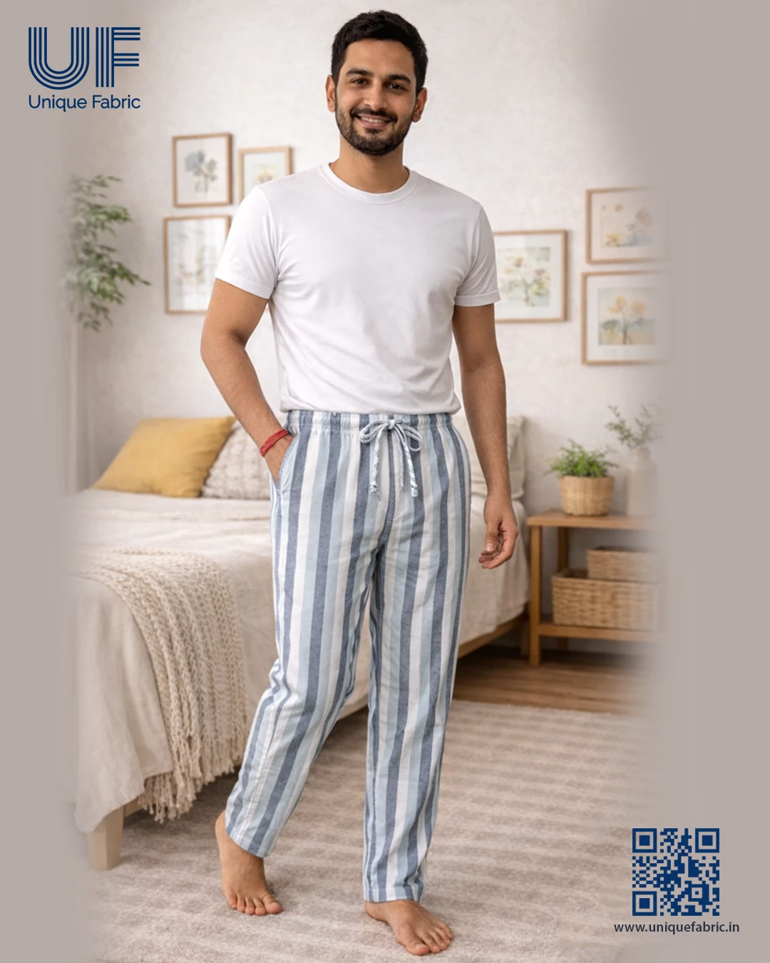 Men's Regular Fit Premium Lower Pyjama, Comfortable Day & Night Bottom Sleepwear, Multi Colour Lining 100% Pure Cotton, Soft & Breathable Eco-Friendly Oxford Fabric, Casual Style Regular Fit With Elasticated Waistband with Drawstring, Side & Back Pocket